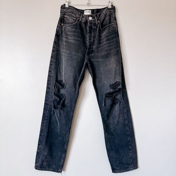 Agolde Black 90's Jean Distressed Size 25 - Picture 2 of 9